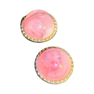 Earrings – Vintage 1980s Pink Moonglow Clip-Ons Made in Hong Kong